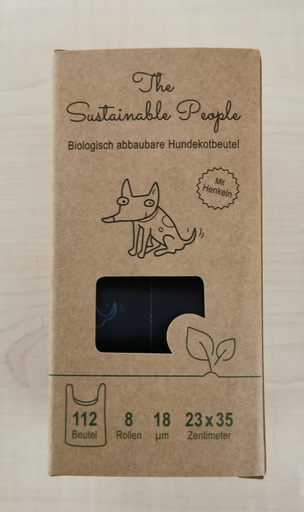 Biologisch abbaubare Hundekotbeutel mit Henkel (Box mit 8 Rollen mit jeweils 14 Beutel)